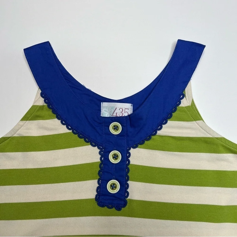 Matilda Jane Girls Size 12 Striped Swing Tank Top Green Blue NWOT